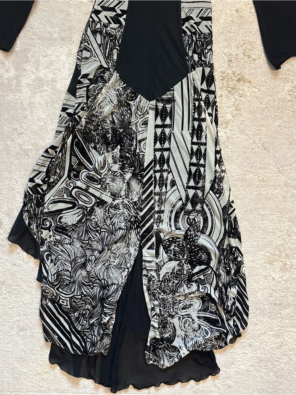 Save The Queen Cutout Maxi Dress Mesh Asymmetrical Overlay Print Size Medium - Picture 16 of 16